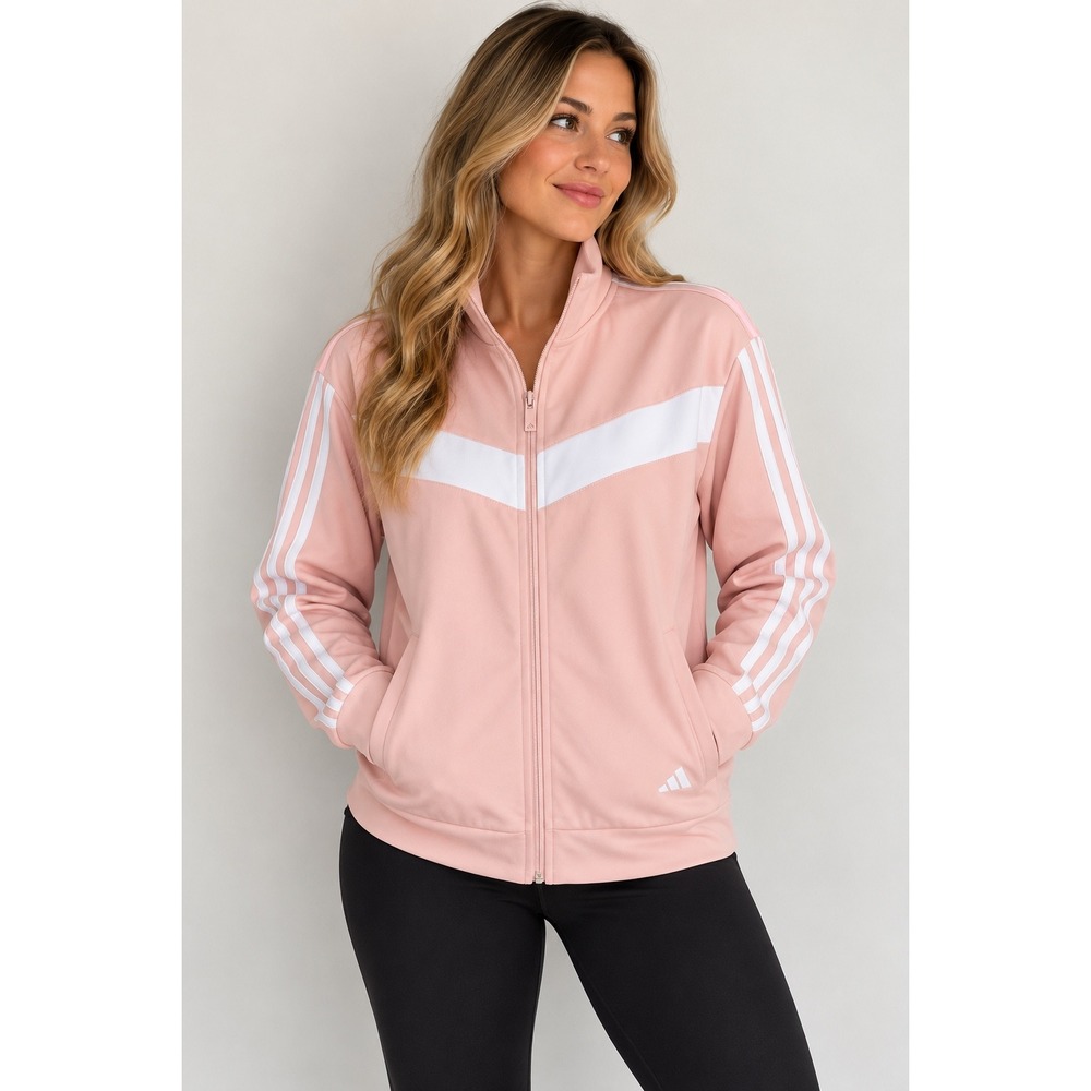 Adidas Pink White 3 Stripe Track Jacket Ultimate365 Twistknit Golf Track